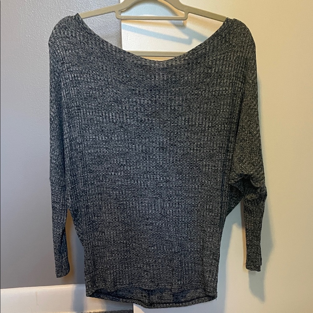 White Birch Charcoal Off-the-Shoulder Sweater